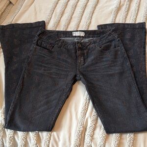 Free People Black Patterned Jeans